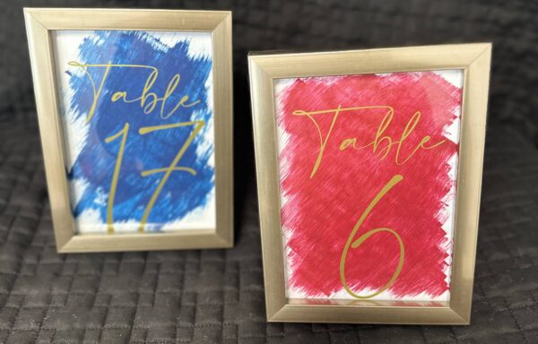 Numéros de table – Cadre Or / Table Numbers – Gold frame